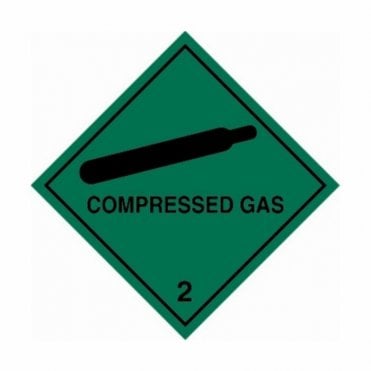 UN Hazard Warning Diamond Aluminium 250x250mm Class 2 Comp. Gas