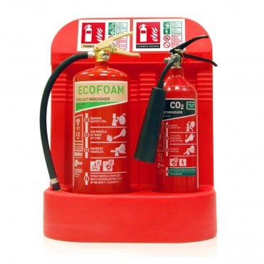 Double Recessed Extinguisher Stand - Red - 6kg and 2kg CO2 Extinguisher