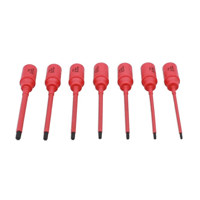 Laser Tools Insulated Extra Long Slim Star Bit Socket 3/8inch D T10 to T40 7pc