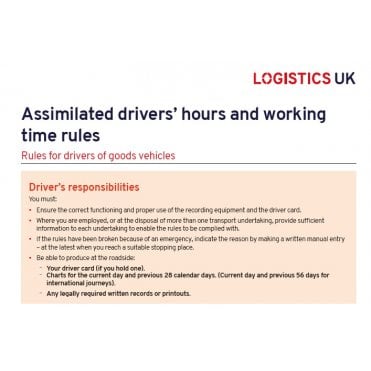 Assimilated Driver's Hours and Working Time Rules Card