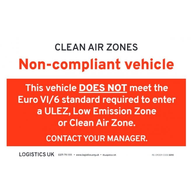 Logistics UK Logistics UK CAZ Non-Compliant Vehicle Sticker