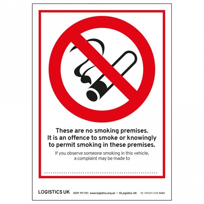 Logistics UK No Smoking Stickers Scotland
