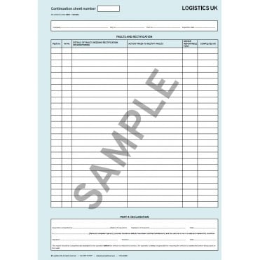 VC10DC Defect Continuation Sheet - Motor Vehicles