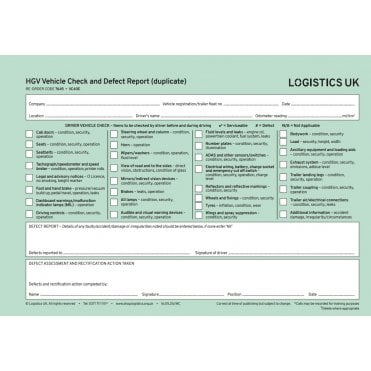 VC40E- Goods Vehicle Defect Report Pad (Duplicate)