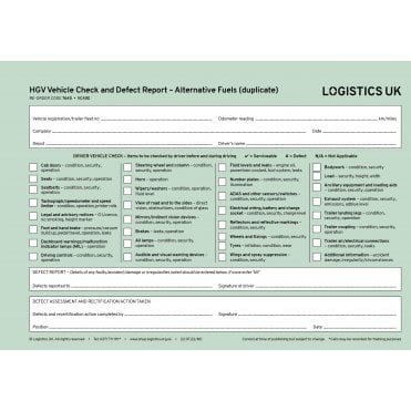 VC40E- Goods Vehicle Defect Report Pad - Including Alternative Fuels (Duplicate)