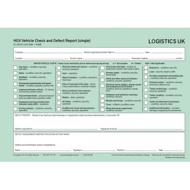 VC40E - Goods Vehicle Defect Report Pad (Single)