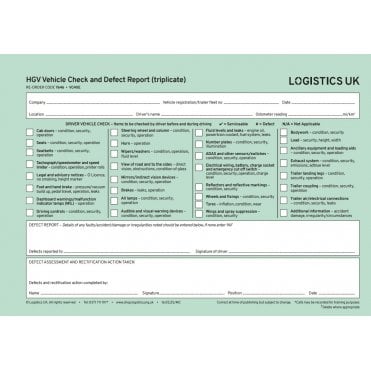 VC40E-Goods Vehicle Defect Report Pad (Triplicate)