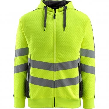 MASCOT SAFE SUPREME Corby Yellow/Black Zip-Up Hi-Vis Hoodie