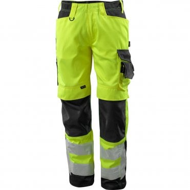 MASCOT SAFE SUPREME Kendal Yellow Hi-Vis Trousers with Kneepad Pockets