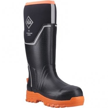 Muck Boots Grit Womens S5 Safety Wellington - Black/Orange