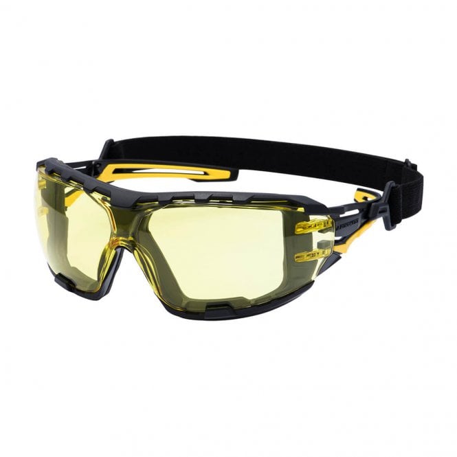 Portwest Anthracite Wraparound Plus Safety Glasses - Amber