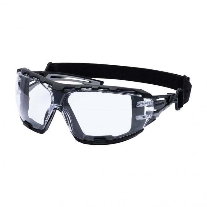 Portwest Anthracite Wraparound Plus Safety Glasses - Clear