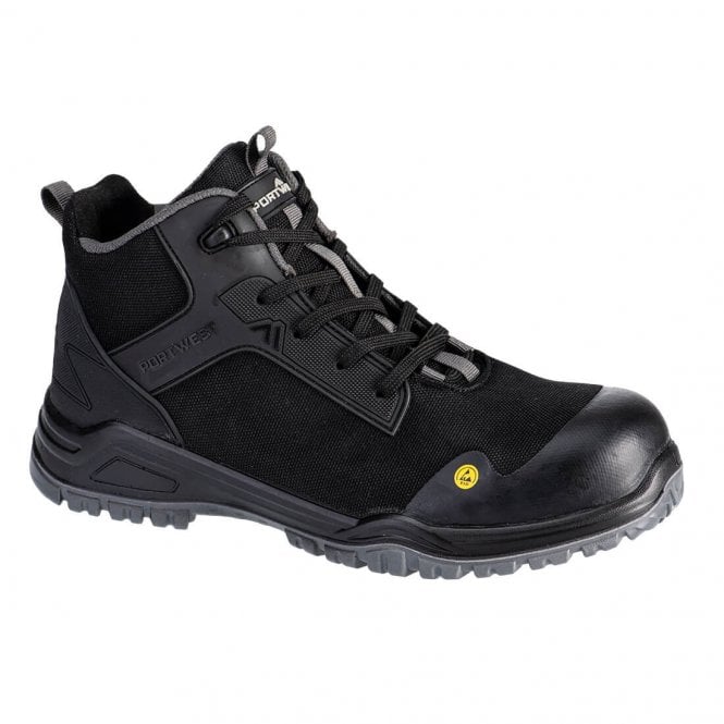 Portwest Bevel Composite Mid Boot S3S ESD SR FO - Black/Grey