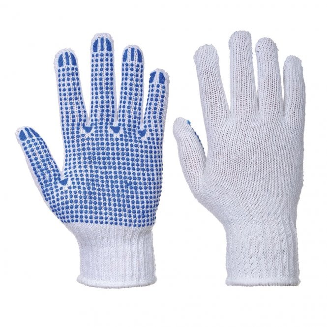 Portwest Classic Polka Dot Glove - White/Blue - Pack of 12