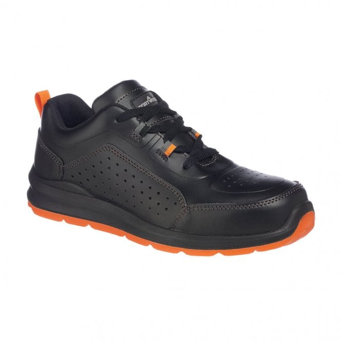 Portwest  Compositelite Perforated Safety Trainer S1P - Black/Orange