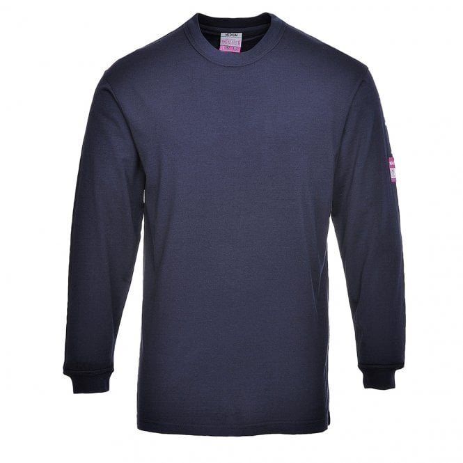 Portwest Flame Resistant Anti-Static Long Sleeve T-Shirt - Navy