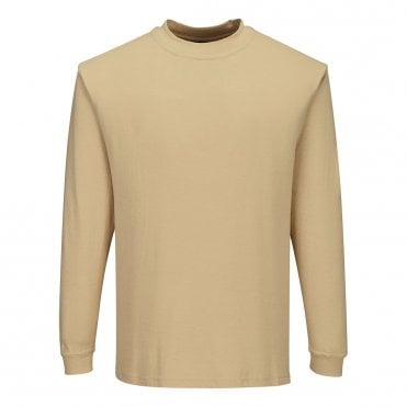 Flame Resistant Anti-Static Long Sleeve T-Shirt - Tan