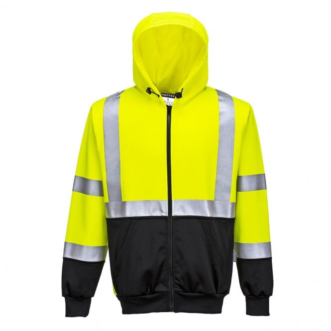Portwest Hi-Vis Contrast Zipped Hoodie - Yellow/Black