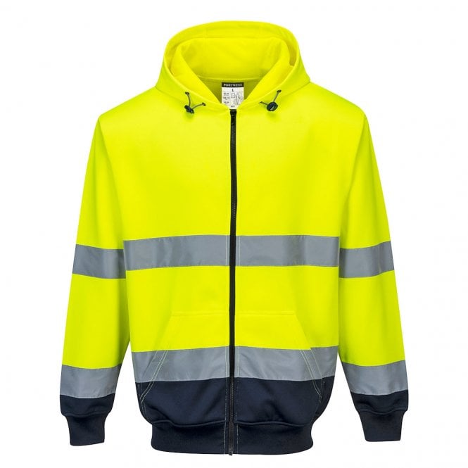 Portwest Hi-Vis Contrast Zipped Hoodie - Yellow/Navy