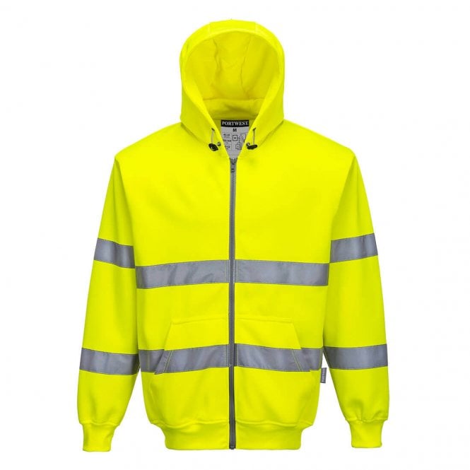 Portwest Hi-Vis Zipped Hoodie - Yellow