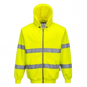 Hi-Vis Zipped Hoodie - Yellow