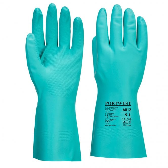 Portwest Nitrosafe Plus Chemical Gauntlet - Green - Pack of 12
