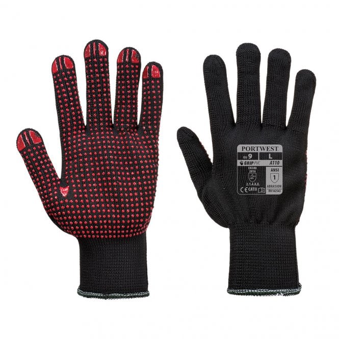 Portwest Polka Dot Glove - Black - Pack of 12