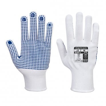 Polka Dot Glove - White/Blue - Pack of 12