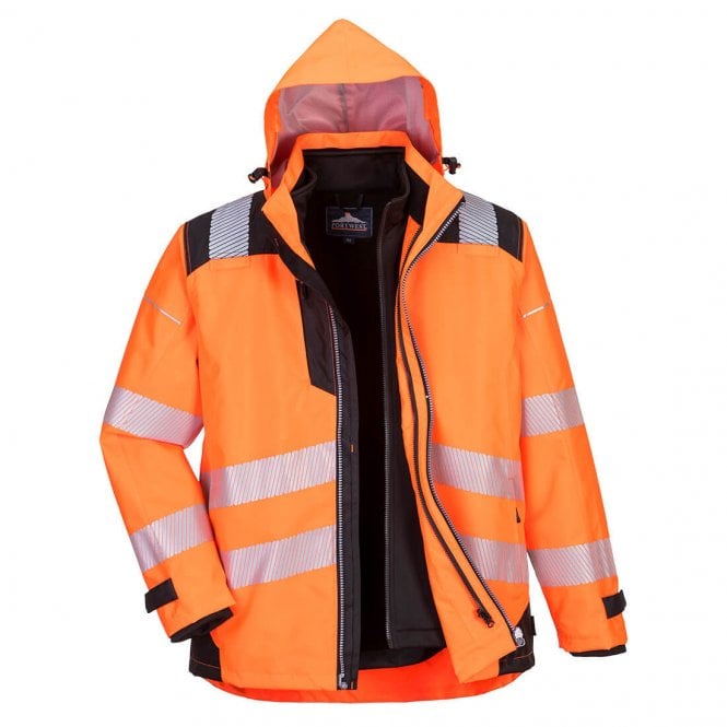 Portwest PW3 Hi-Vis 3-in-1 Jacket - Orange/Black