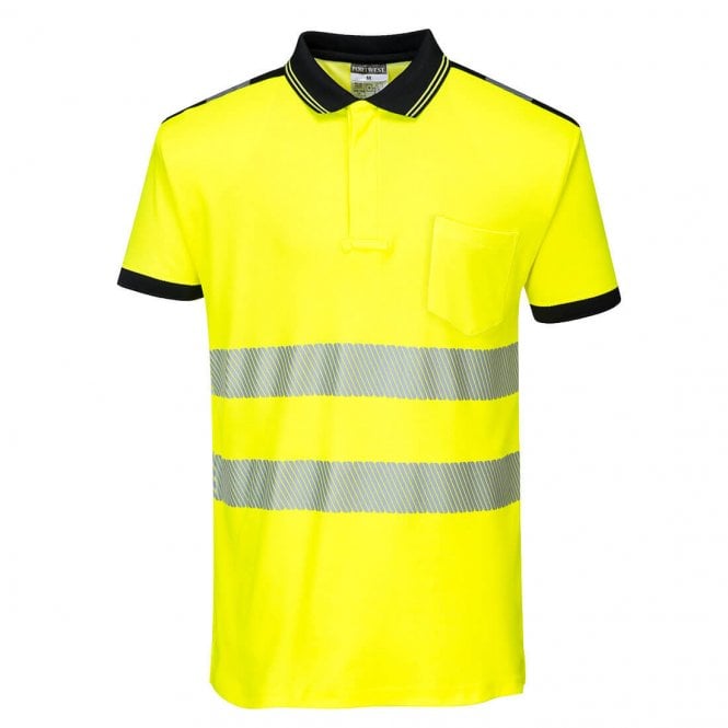 Portwest PW3 Hi-Vis Cotton Comfort Polo Shirt S/S - Yellow/Black