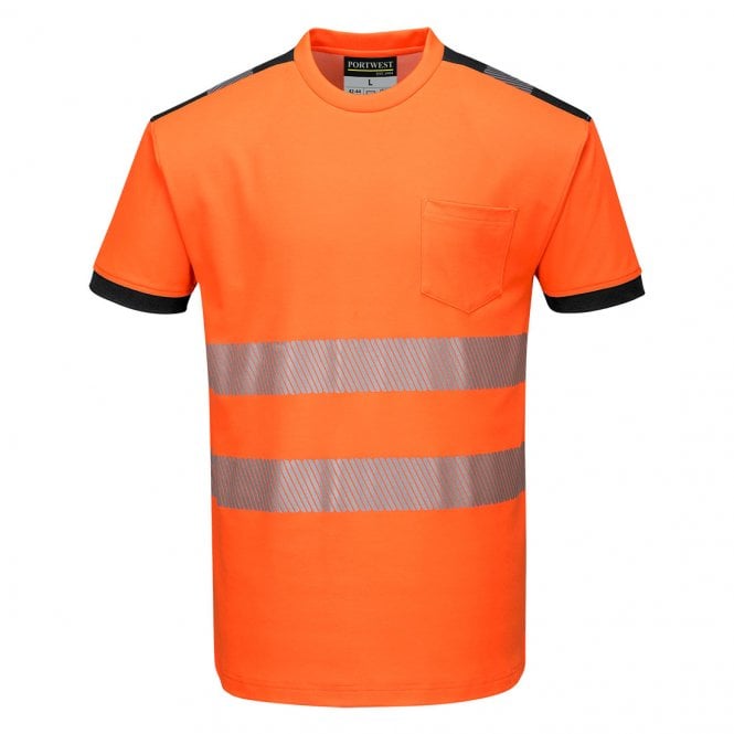 Portwest PW3 Hi-Vis Cotton Comfort T-Shirt S/S - Orange/Black