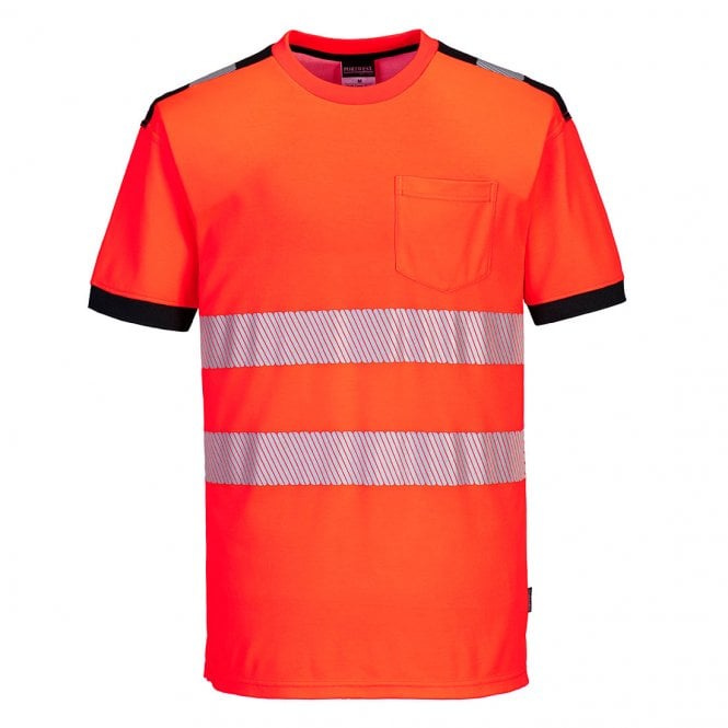 Portwest PW3 Hi-Vis Cotton Comfort T-Shirt S/S - Red/Black