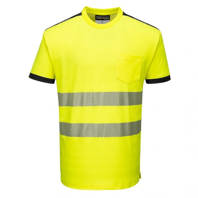 Portwest PW3 Hi-Vis Cotton Comfort T-Shirt S/S - Yellow/Black