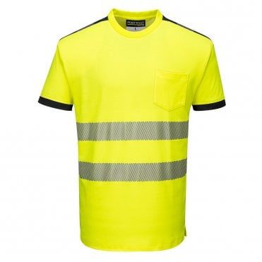 PW3 Hi-Vis Cotton Comfort T-Shirt S/S - Yellow/Black
