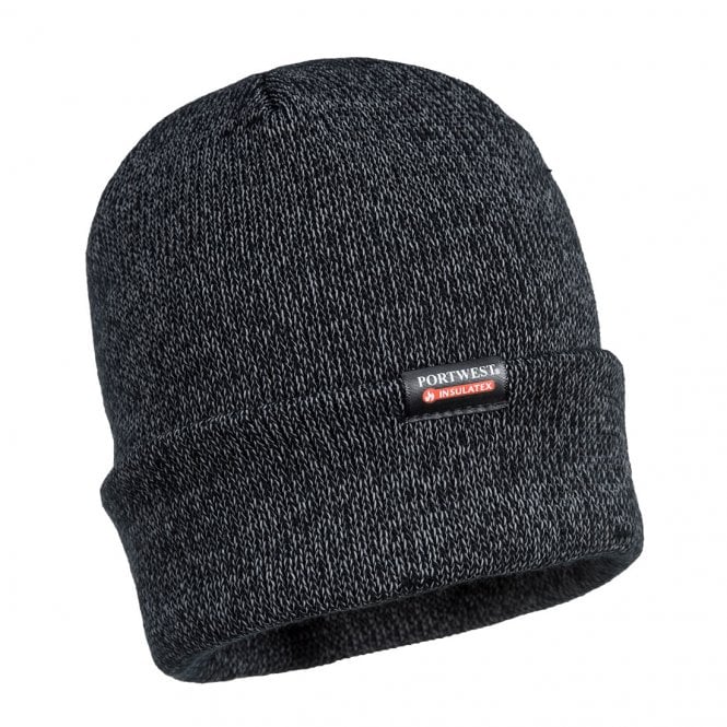 Portwest Reflective Knit Cap, Insulatex Lined - Black