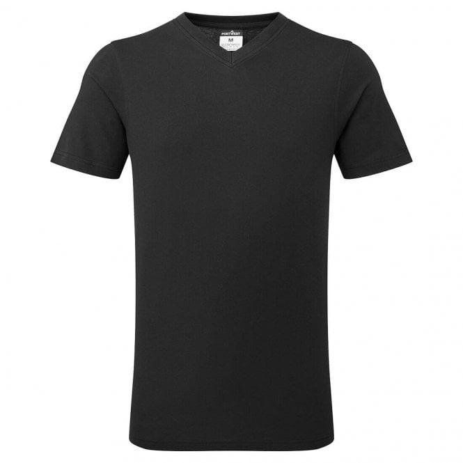 Portwest V-Neck Cotton T-Shirt - Black