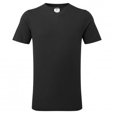 V-Neck Cotton T-Shirt - Black