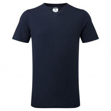 V-Neck Cotton T-Shirt - Navy