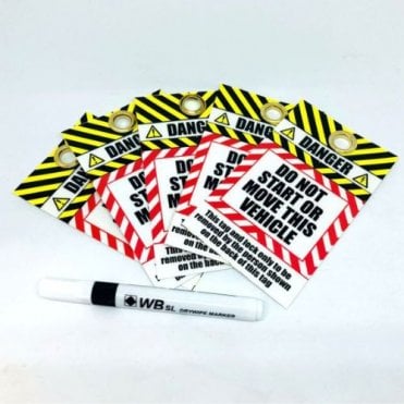 PADLOCK Lockout Tags for EHV reusable x 5 with marker pen