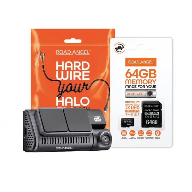 Road Angel  Halo Edge 4K Front Dash Cam with 32GB SD Card and Hardwiring Kit Bundle