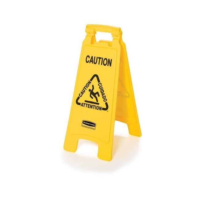 Rubbermaid Commercial Multilingual Caution 2 Sided Safety Sign
