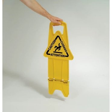 Multilingual Caution 2 Sided Stable Safety Sign