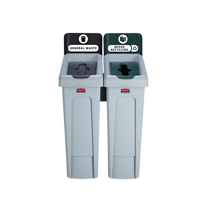 Rubbermaid Commercial Recycling Station Bundle 2 Stream - General Waste/Mixed Recycling