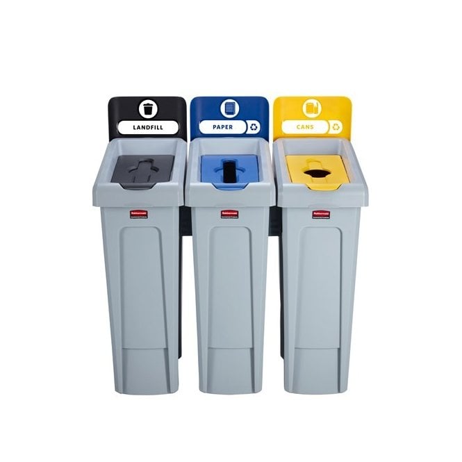 Rubbermaid Commercial Recycling Station Bundle 3 Stream - Landfill/Paper/Cans