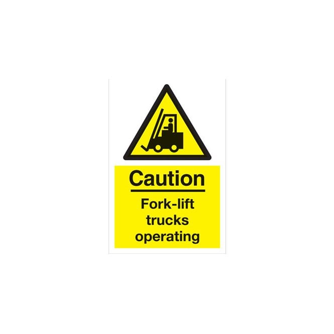 Signify Signmakers Caution fork lift trucks operating sign WA64R