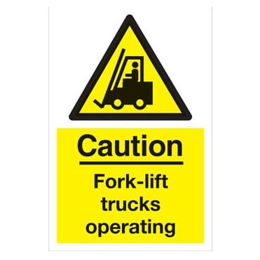 Caution fork lift trucks operating sign WA64R