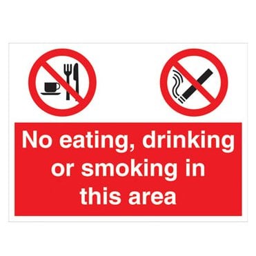 No eating, drinking or smoking... sign PR122R