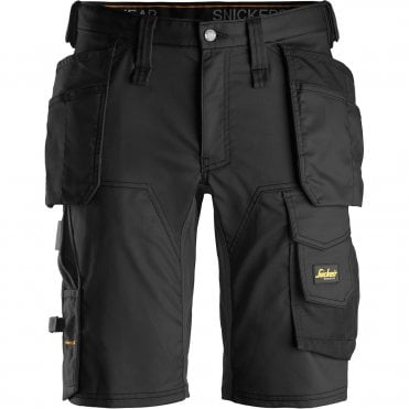 Snickers AllroundWork 6141 Black Stretch Shorts with Holster Pockets
