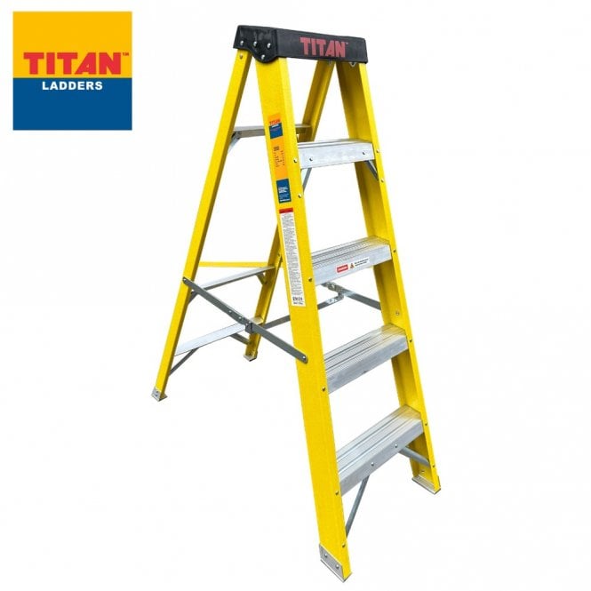 TITAN  Fibreglass Swingback Step Ladder - 1.02m - 2.59m